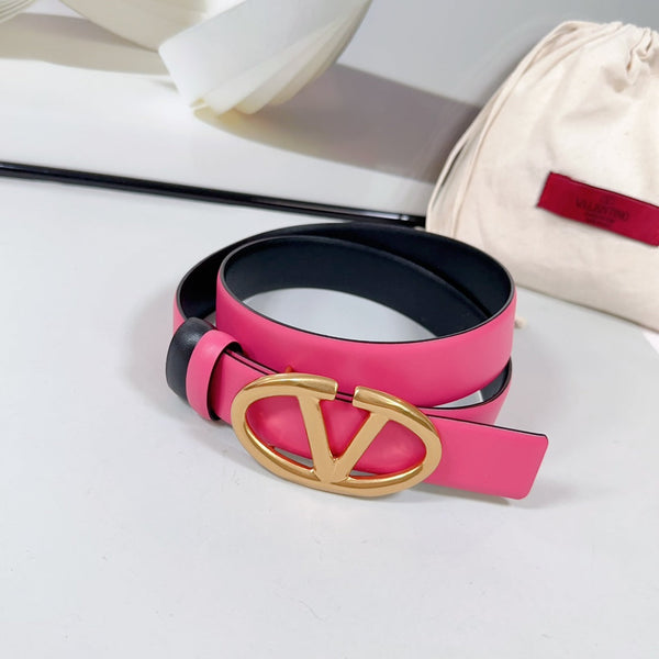 Ceinture Réversible The Bold Edition 30 mm Cuir de veau Rose Noir Boucle Dorée