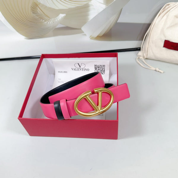 Ceinture Réversible The Bold Edition 30 mm Cuir de veau Rose Noir Boucle Dorée