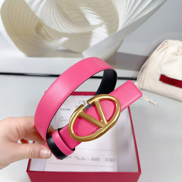 Ceinture Réversible The Bold Edition 30 mm Cuir de veau Rose Noir Boucle Dorée