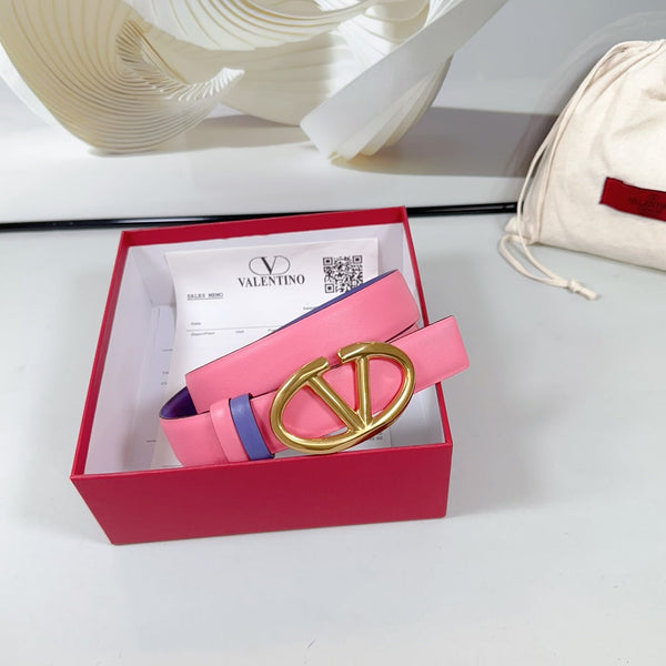 La ceinture réversible Bold Edition 30 mm veau rose et violet boucle dorée