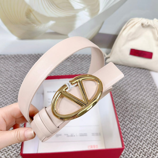 Ceinture Réversible The Bold Edition 30mm Cuir de Veau Rose Pastel Boucle Dorée