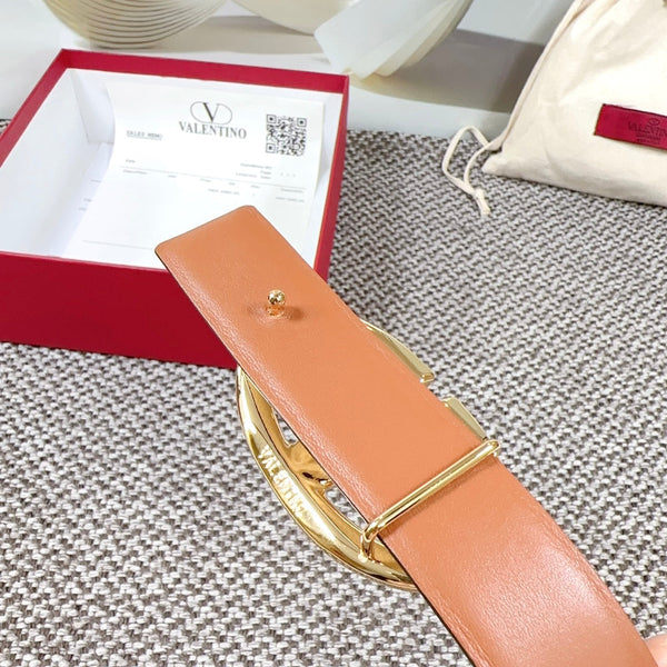 Ceinture Réversible The Bold Edition 30 mm Cuir de Veau Grainé Crème Marron Boucle Dorée