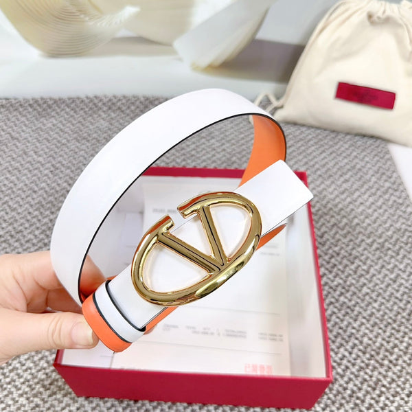 Ceinture Réversible The Bold Edition 30 mm Veau Blanc Marron Boucle Dorée