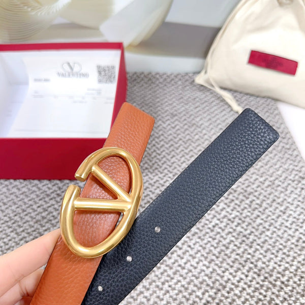 Ceinture réversible Bold Edition 30 mm veau grainé marron et noir, boucle dorée