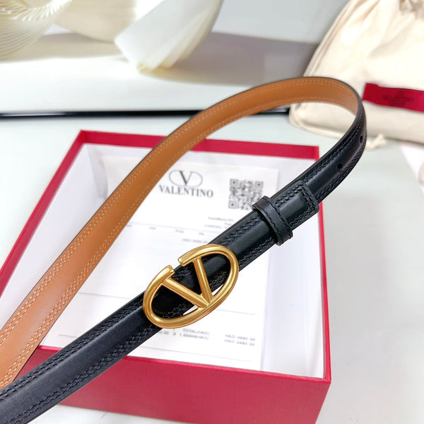 Ceinture The Bold Edition 20mm Cuir de veau noir et marron Boucle dorée