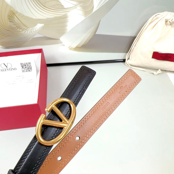 Ceinture The Bold Edition 20mm Cuir de veau noir et marron Boucle dorée