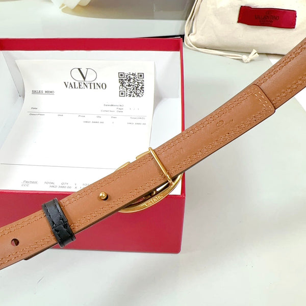 Ceinture The Bold Edition 20mm Cuir de veau noir et marron Boucle dorée