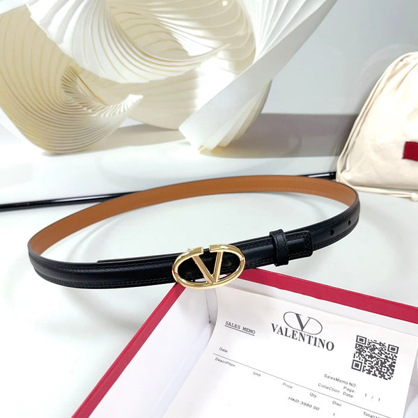 Ceinture The Bold Edition 20mm en cuir de veau noir marron, boucle dorée claire