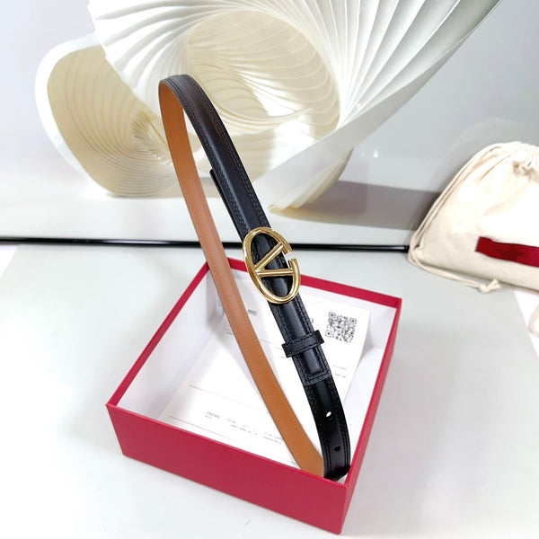 Ceinture The Bold Edition 20mm en cuir de veau noir marron, boucle dorée claire