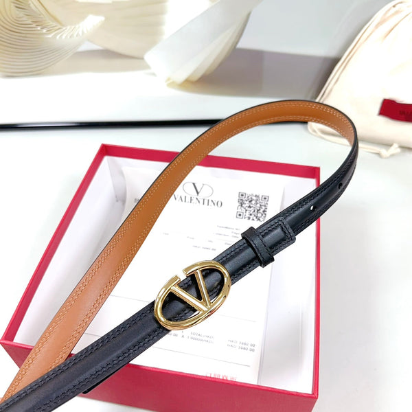 Ceinture The Bold Edition 20mm en cuir de veau noir marron, boucle dorée claire
