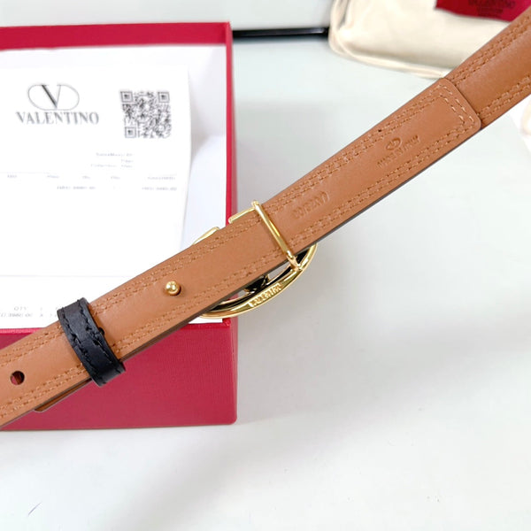 Ceinture The Bold Edition 20mm en cuir de veau noir marron, boucle dorée claire