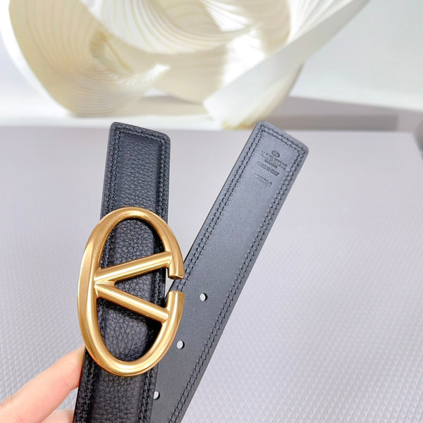 Ceinture The Bold Edition 34 mm en cuir de veau noir, boucle dorée
