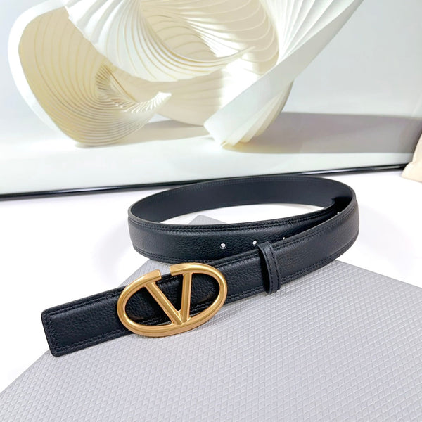 Ceinture The Bold Edition 34 mm en cuir de veau noir, boucle dorée