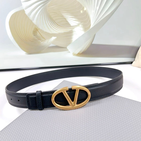 Ceinture The Bold Edition 34 mm en cuir de veau noir, boucle dorée