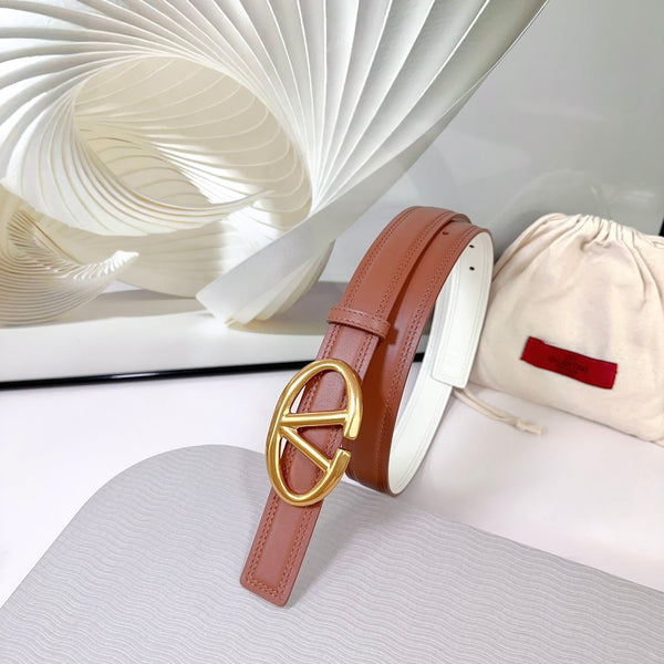 Ceinture Bold Edition 30mm veau marron et blanc boucle dorée