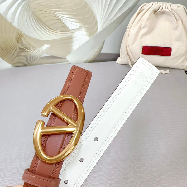 Ceinture Bold Edition 30mm veau marron et blanc boucle dorée