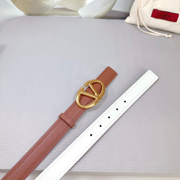 Ceinture Bold Edition 30mm veau marron et blanc boucle dorée