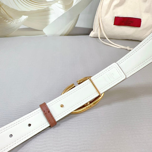 Ceinture Bold Edition 30mm veau marron et blanc boucle dorée