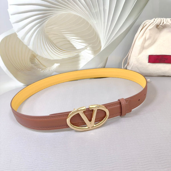 Ceinture The Bold Edition 30mm Cuir de veau marron et jaune Boucle or brillant