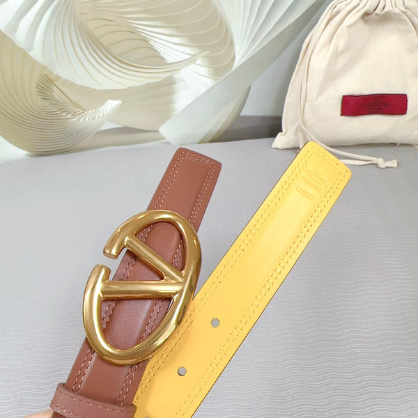 Ceinture Bold Edition 30mm veau marron jaune boucle dorée