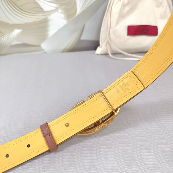 Ceinture Bold Edition 30mm veau marron jaune boucle dorée