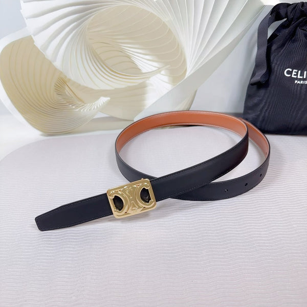 CEL Gold Buckle Belt 25mm Black Calfskin 178253