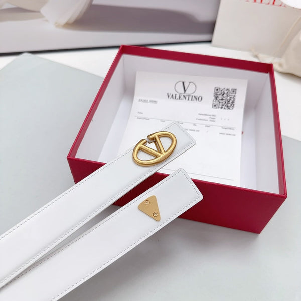 The Bold Edition Belt 30mm White Calfskin Gold Buckle