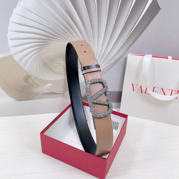 CEINTURE RÉVERSIBLE VLOGO SIGNATURE 40MM CUIR DE VEAU ROSE NOIR BOUCLE ARGENTÉE