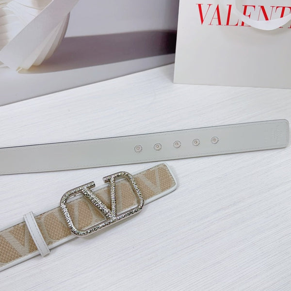 Ceinture iconographe Valenti Toilde 40mm Veau Blanc Beige Boucle martelée Argentée