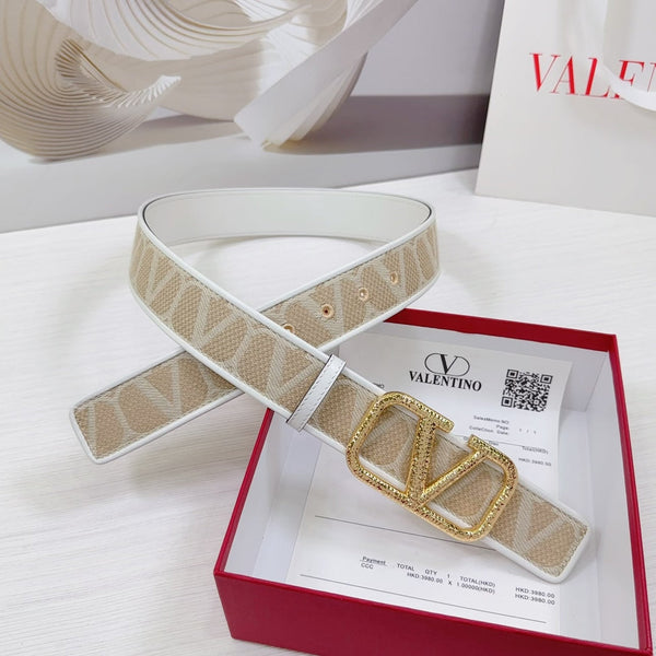 Ceinture Valenti Toilde Iconographe 40 mm veau blanc beige boucle effet martelé doré