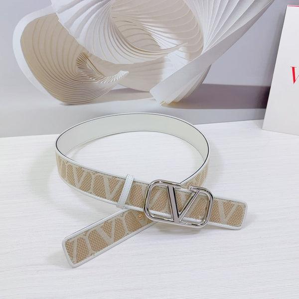 Ceinture Valenti Toilde Iconographe 40mm Veau Blanc Beige Boucle Argentée