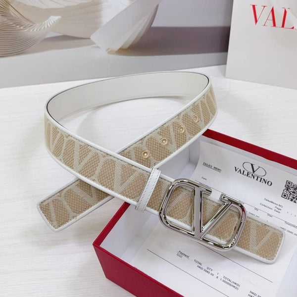 Ceinture Valenti Toilde Iconographe 40mm Veau Blanc Beige Boucle Argentée