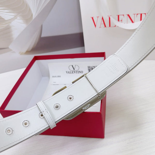 Ceinture Valenti Toilde Iconographe 40mm Veau Blanc Beige Boucle Argentée