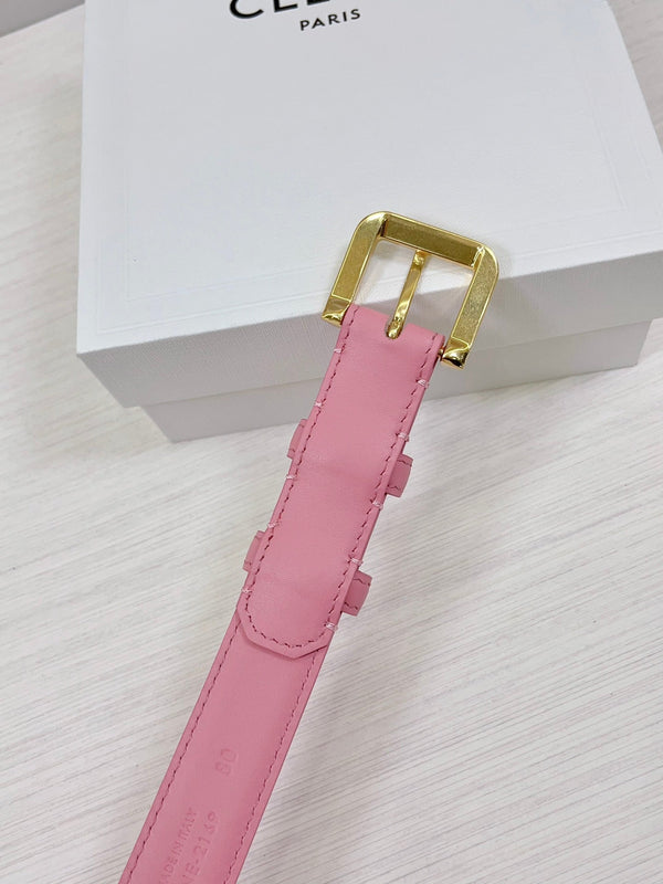 CEL Gold Western 25mm Belt Pink Cowhide 181045