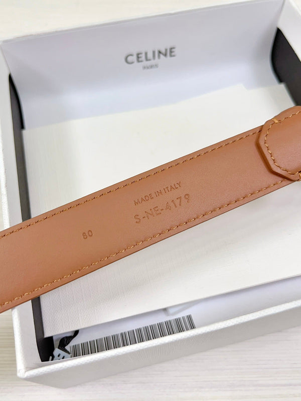 CEL Gold Western 25mm Belt Brown Cowhide 181043