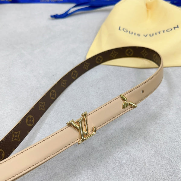 Pretty LV 20mm Reversible Belt Beige Calfskin