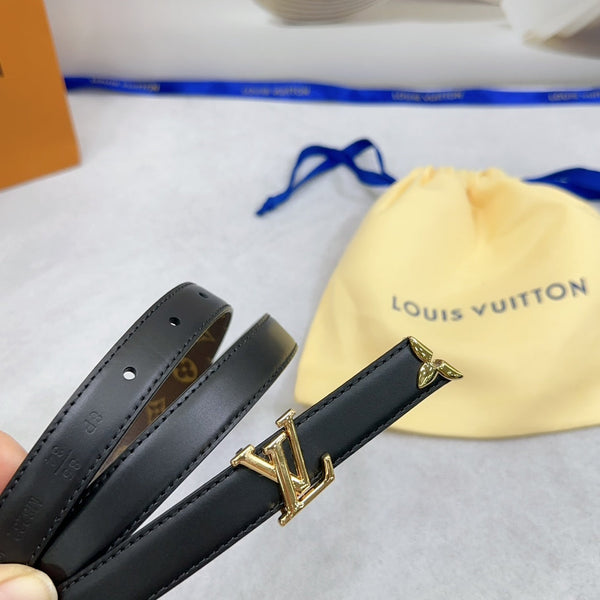 Pretty LV 20mm Reversible Belt Black Calfskin
