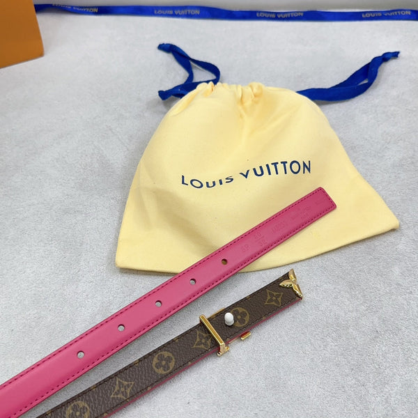 Pretty LV 20mm Reversible Belt Dark Pink Calfskin