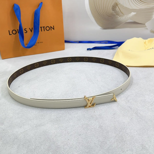 Pretty LV 20mm Reversible Belt Cream Calfskin