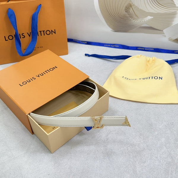 Pretty LV 20mm Reversible Belt Cream Calfskin