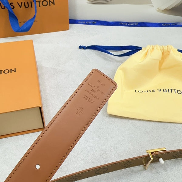 Pretty LV 30mm Reversible Belt Brown Calfskin