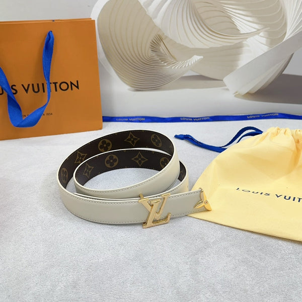 Pretty LV 30mm Reversible Belt Cream Calfskin