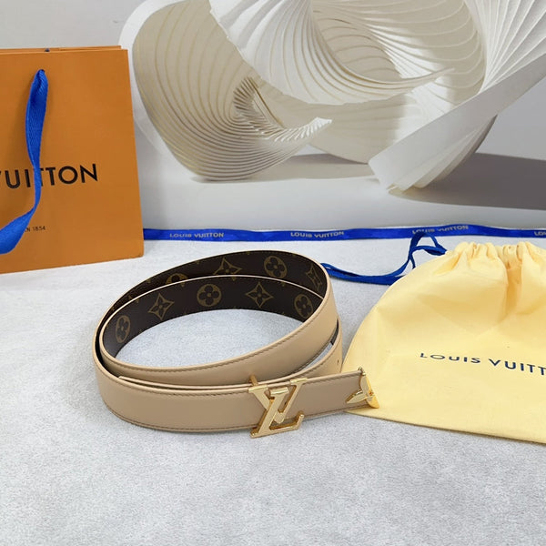 Pretty LV 30mm Reversible Belt Beige Calfskin