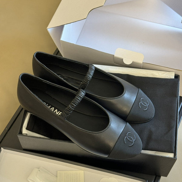 mary janes black lambskin grosgrain cc logo