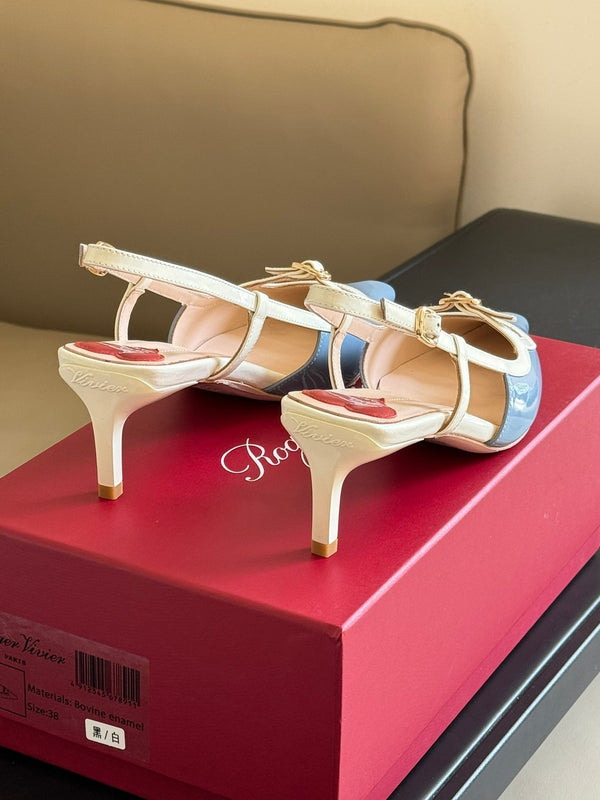 Viv Canard Slingback Pumps 55 in Patent White Light Blue Leather