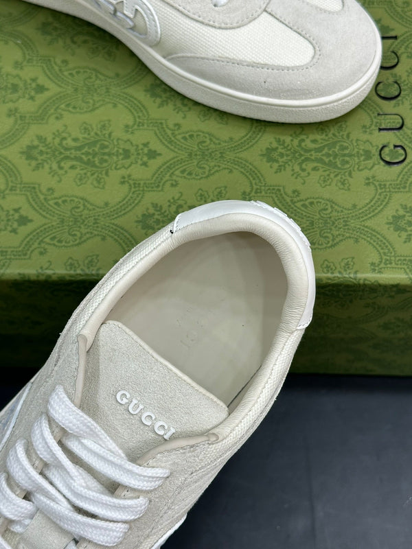 GG Low Sneaker White Canvas Suede Calfskin