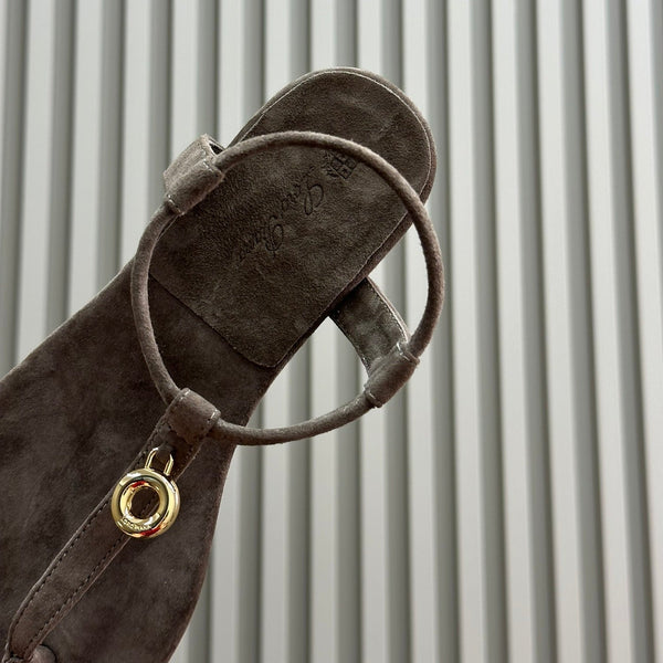 Loro Piana Medium Gray Mindil Sandal In Leather