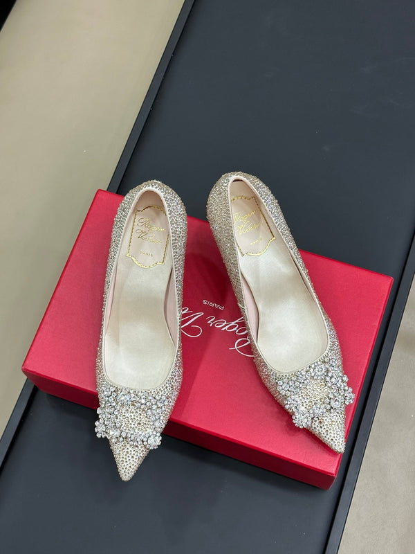Flower Strass Buckle Pump 85 Crystal White Leather