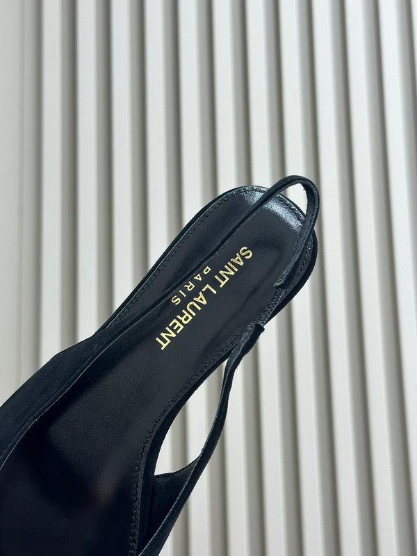 SL BABYLONE SLINGBACK FLAT BLACK SUEDE