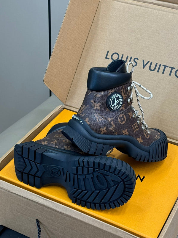 LV Ruby Flat Ranger Boots Dark Brown Calfskin